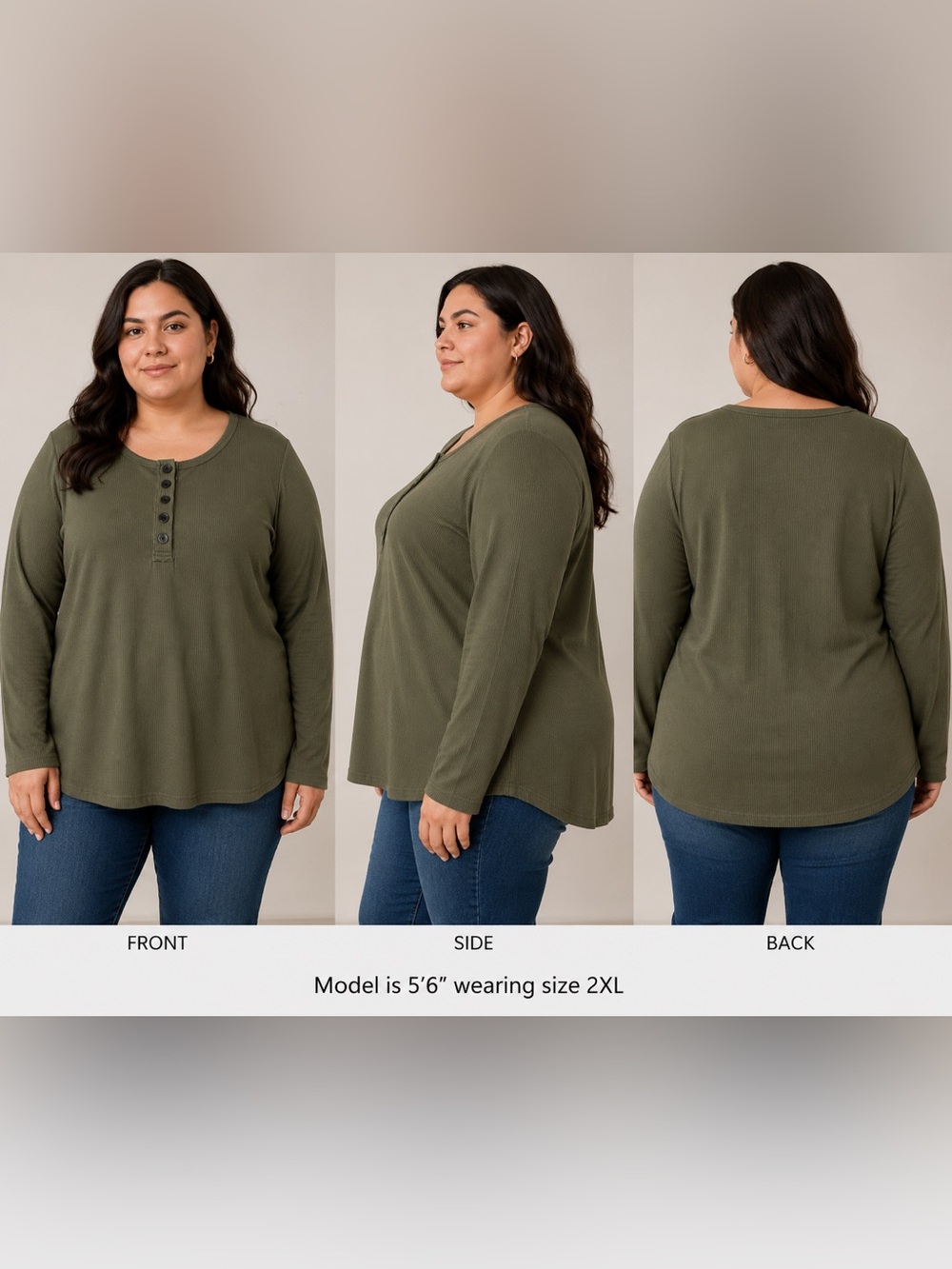 Olive Green Button-Up Women's Top